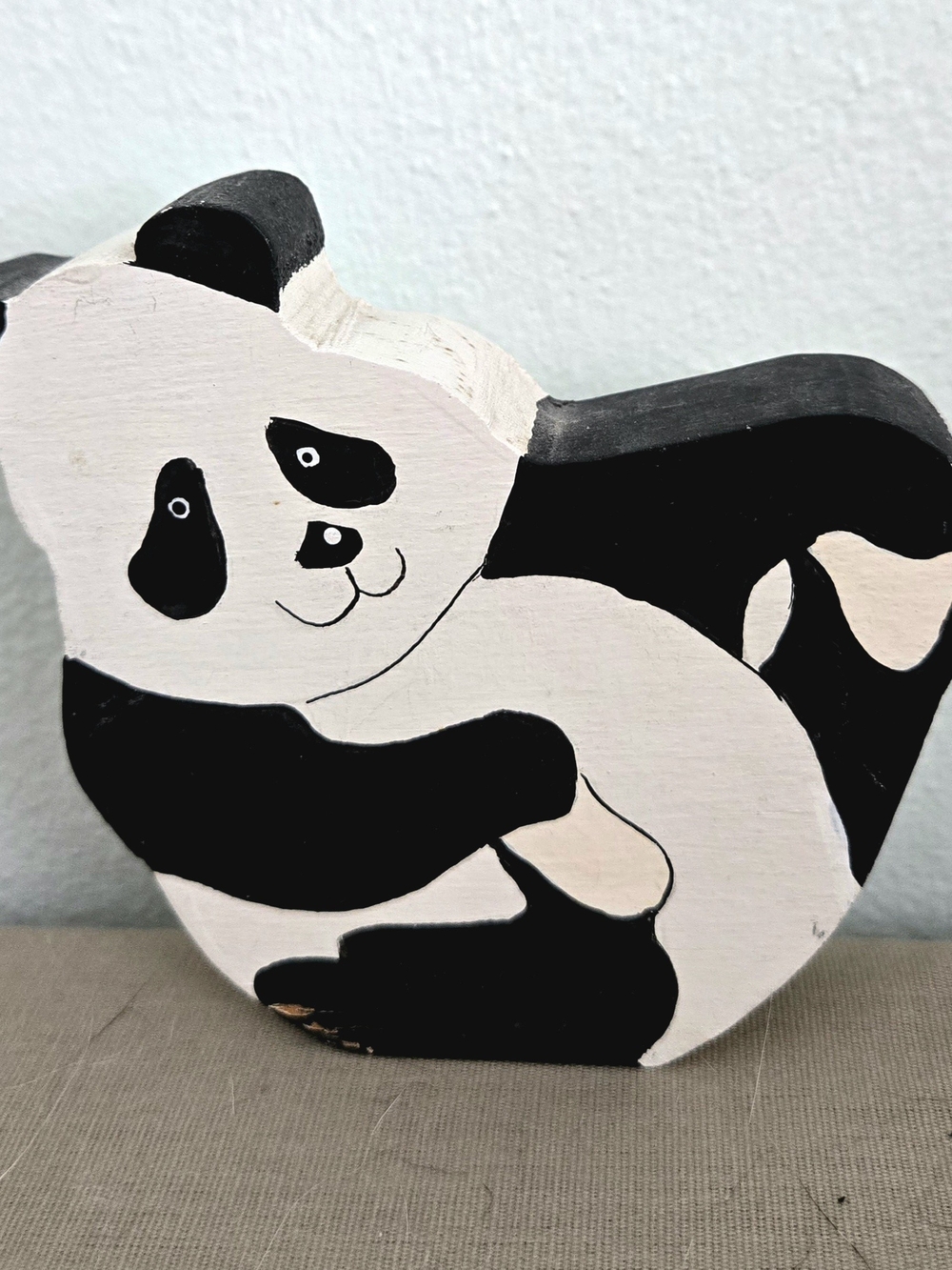 Hand-Painted Black & White Panda Wood Accent - Home Accents
